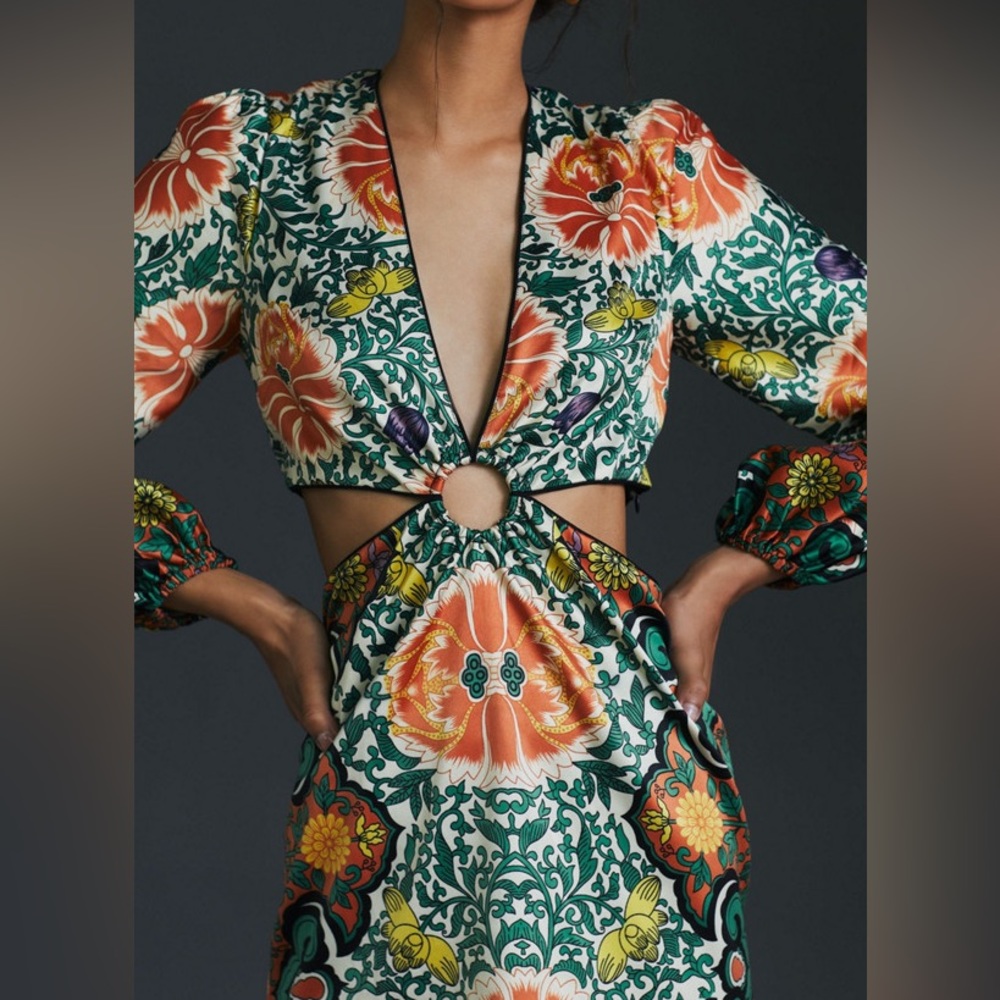 Floral Cut-Out Mini Dress Let Me Be Anthropologie